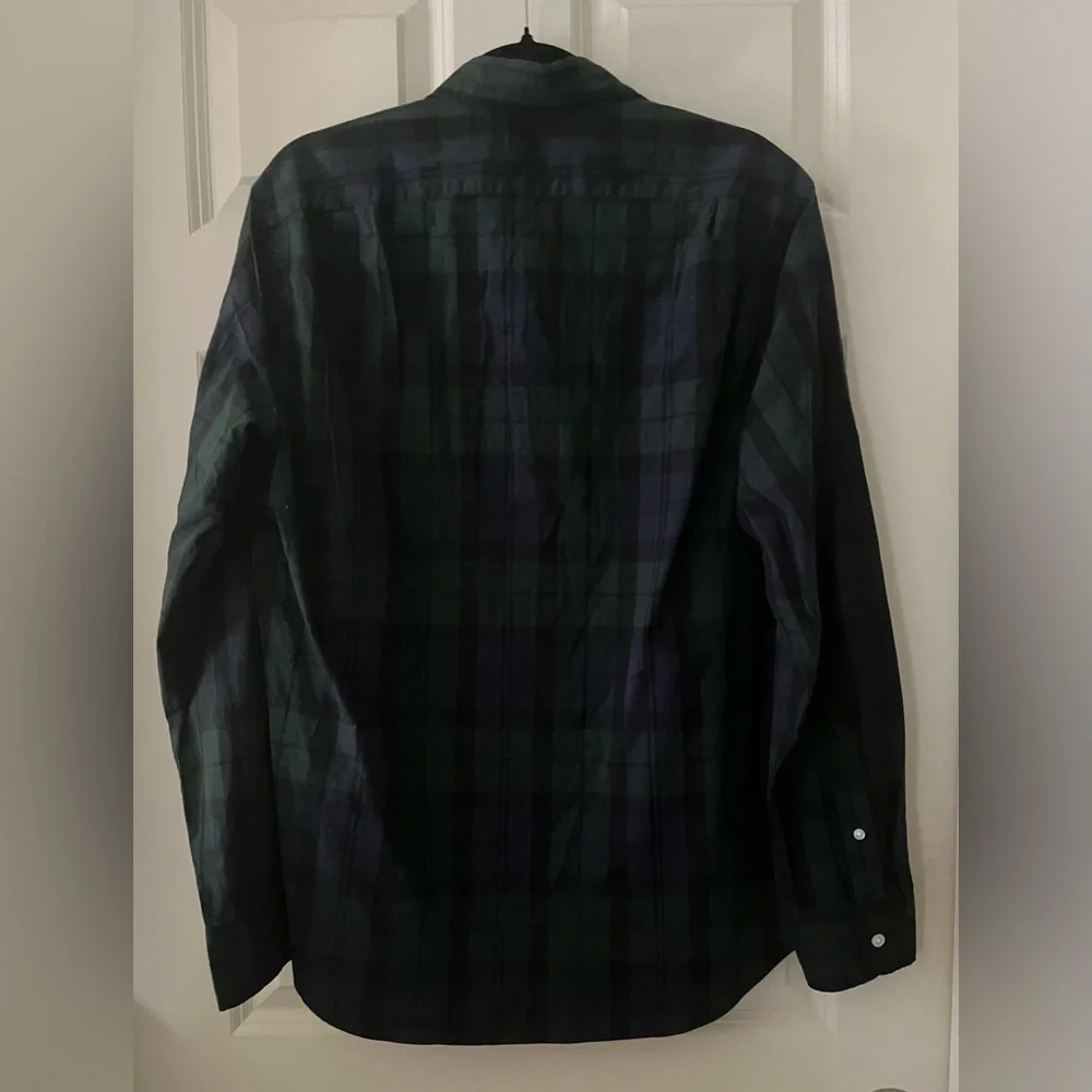 NWT Men's J.Crew Navy Green Plaid Flex Washed Classic Fit Casual Shirt M Holiday
